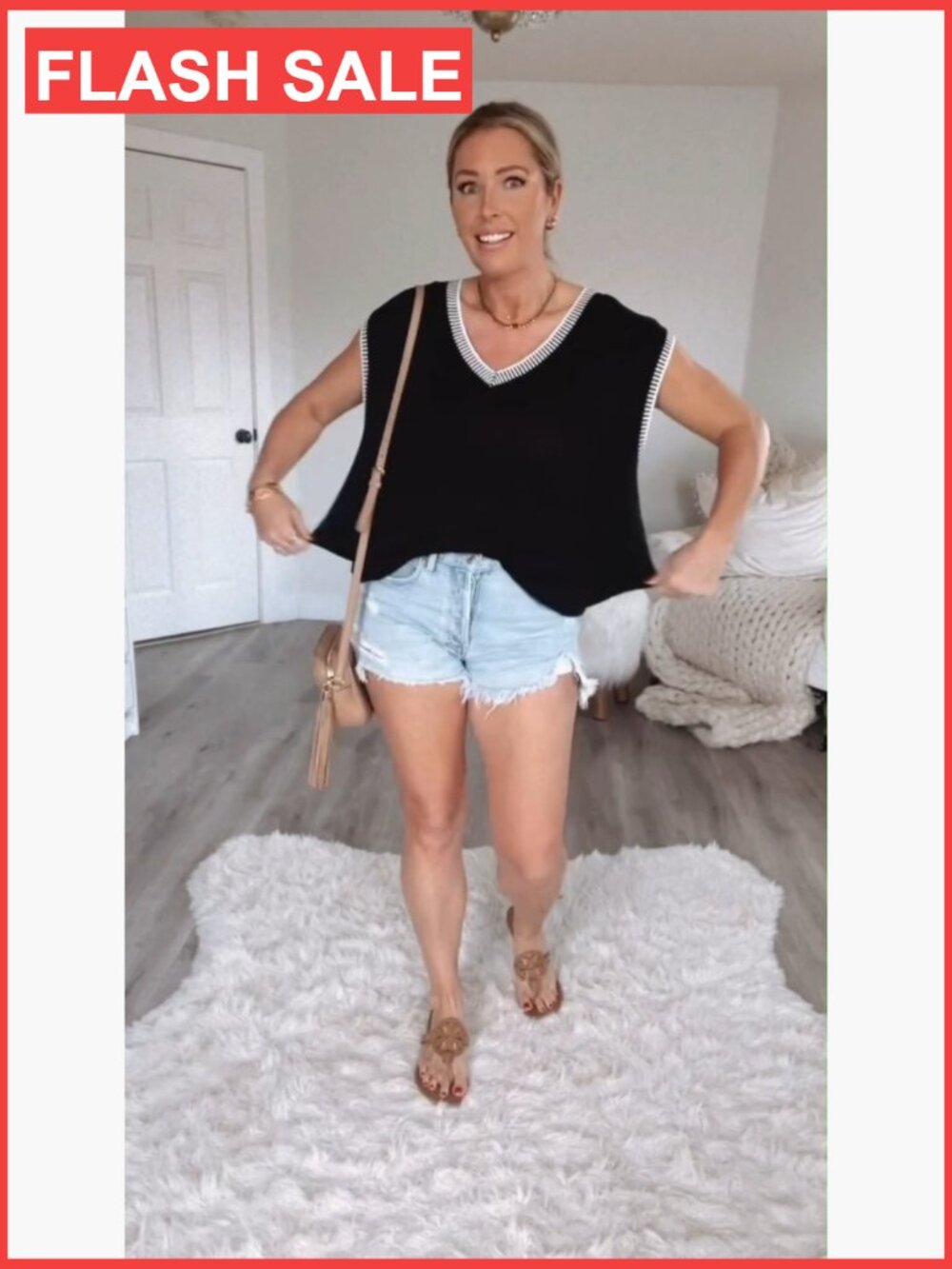 Sleeveless Sweater Vest V-Neck Cap Sleeve Knit Pullover Tank Top - Picture 7 of 7